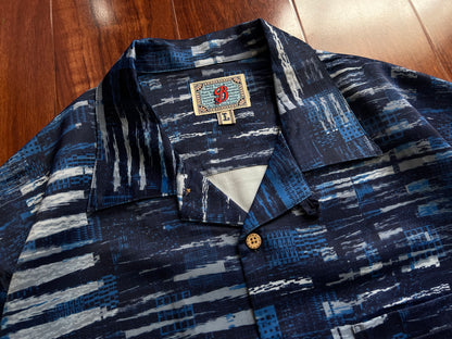 Ukiyo-E Patchwork Style Loose Drape Hawaiian Cuban Collar Printed Aloha Shirt Short Sleeve Shirt