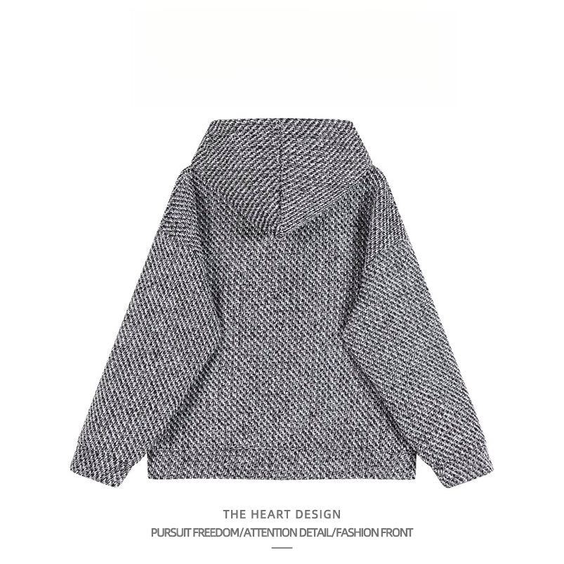 High Street Trendy Brand Little Chanel Style Hooded Sweatshirt Unisex Jacket Spring Autumn Knitted Casual Stylish Versatile Pocket Top