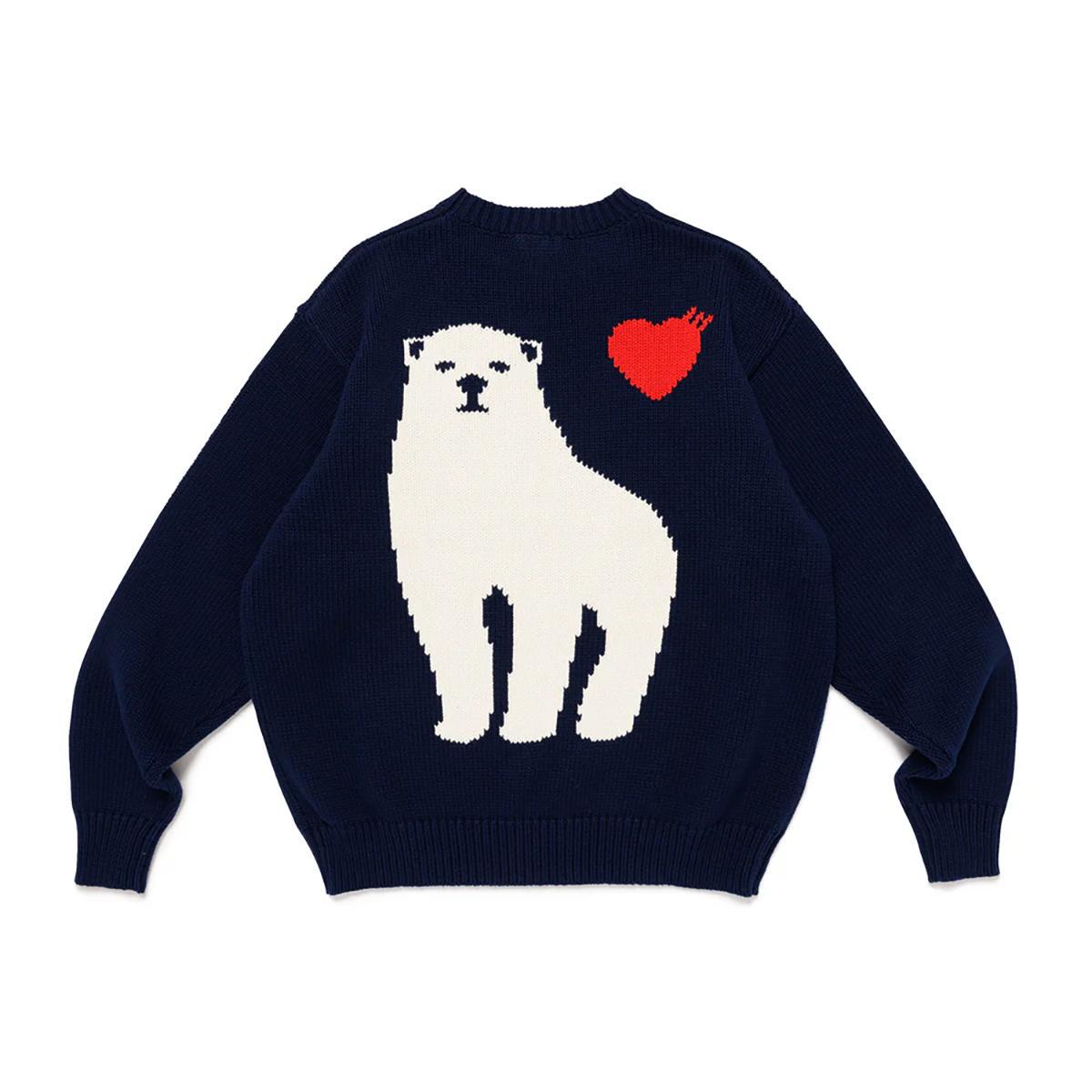 Polar-Bear Heart Jacquard Sweater – Japanese Retro Unisex Knit