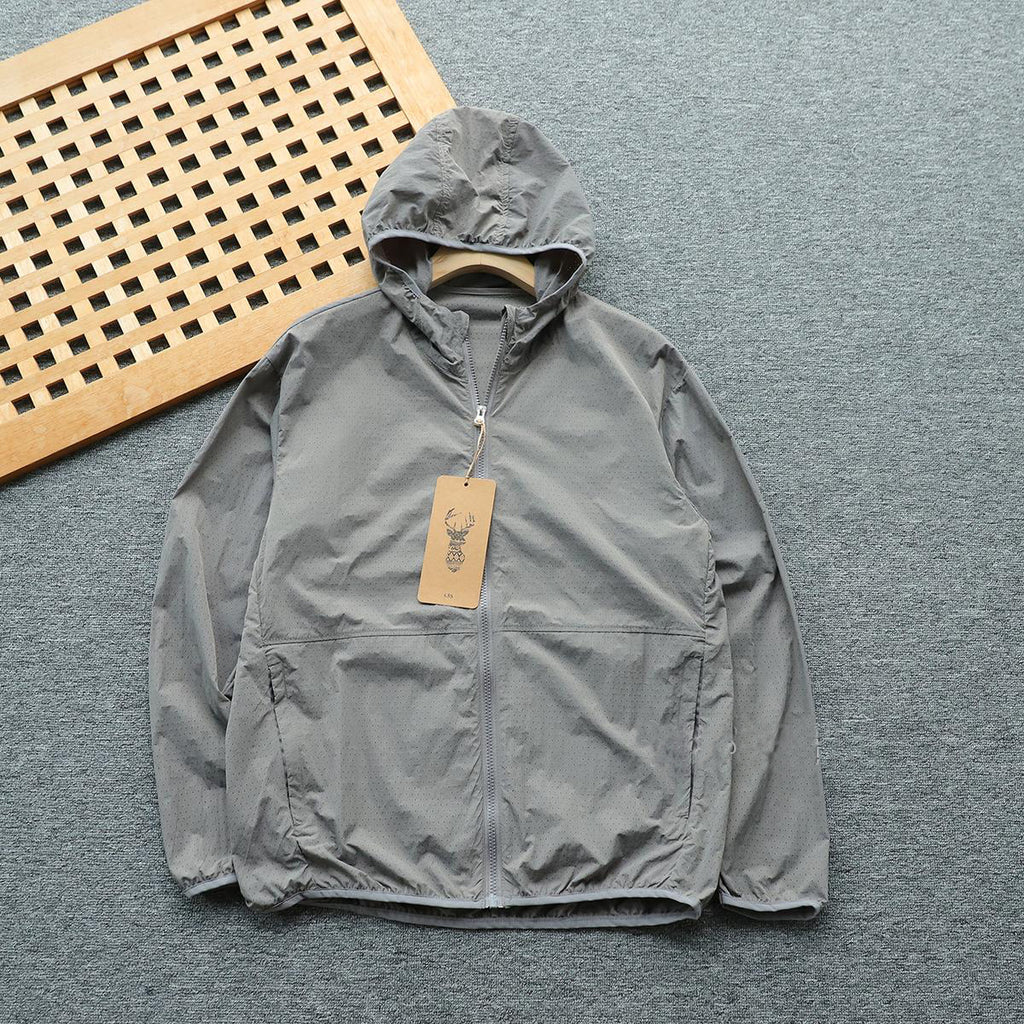 American Style Summer Hooded Sun Protection Jacket Versatile Breathable Unisex Lightweight Trendy Coat with a Sense of Design