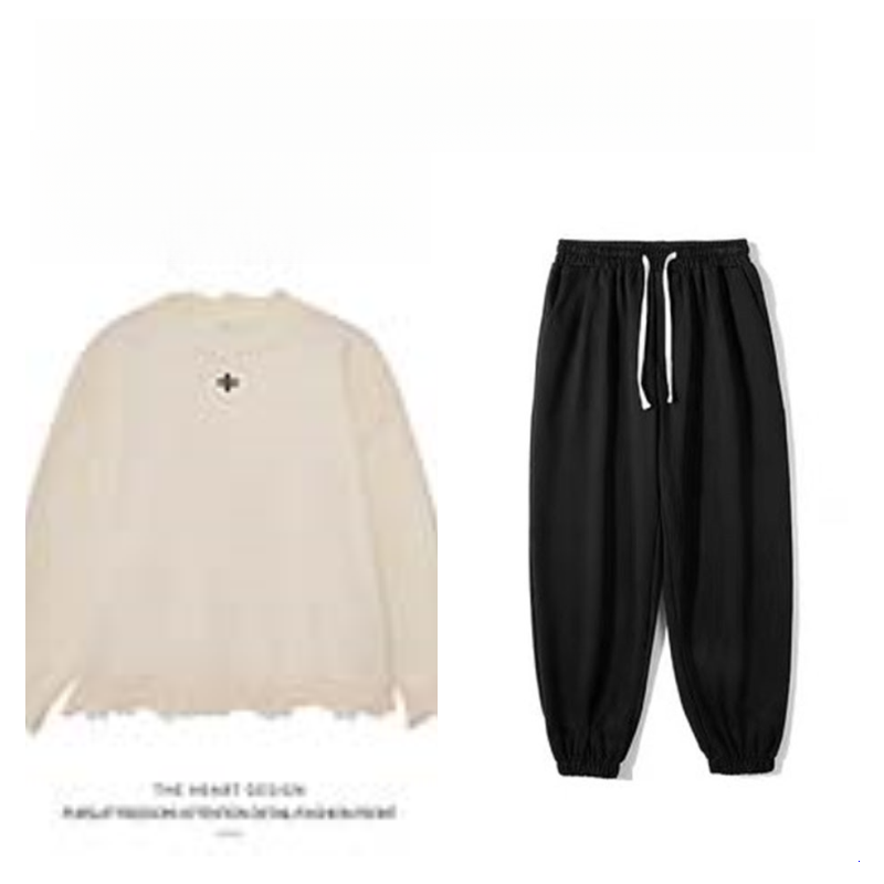 Men's Retro Cross Embroidered Distressed Knit Sweater – High Street American Style Casual Winter Pullover Jacket