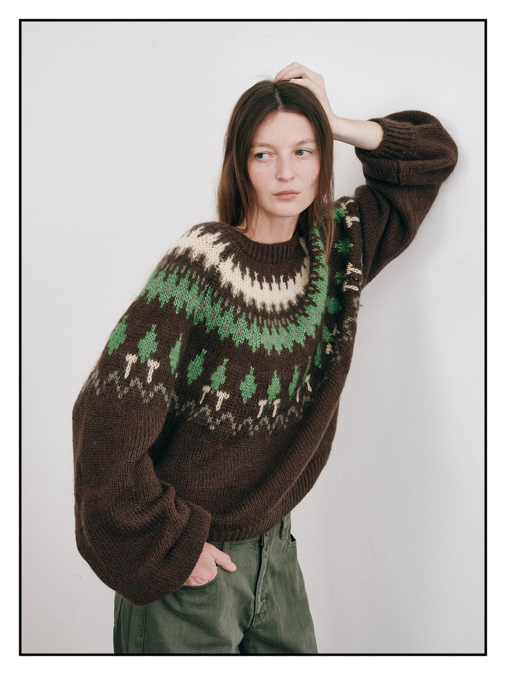 Shyshy Natural Color Block High-Price Mohair Fair Isle Sweater for Women Autumn Winter High-End Loose Pullover Top