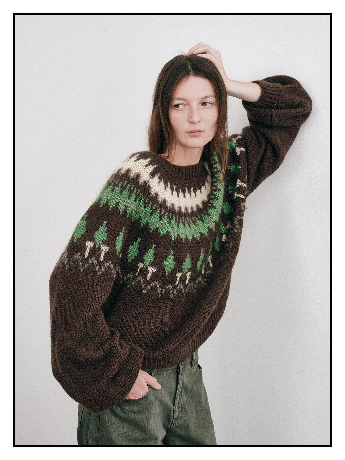 Shyshy Natural Color Block High-Price Mohair Fair Isle Sweater for Women Autumn Winter High-End Loose Pullover Top