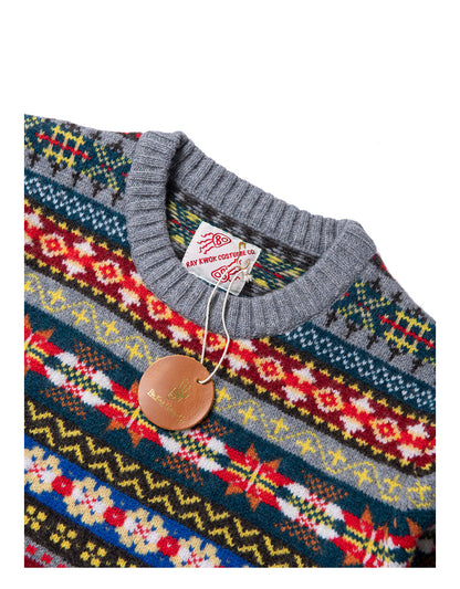 Fair Isle Merino Wool Crew Neck Sweater – Vintage British Retro (Unisex)