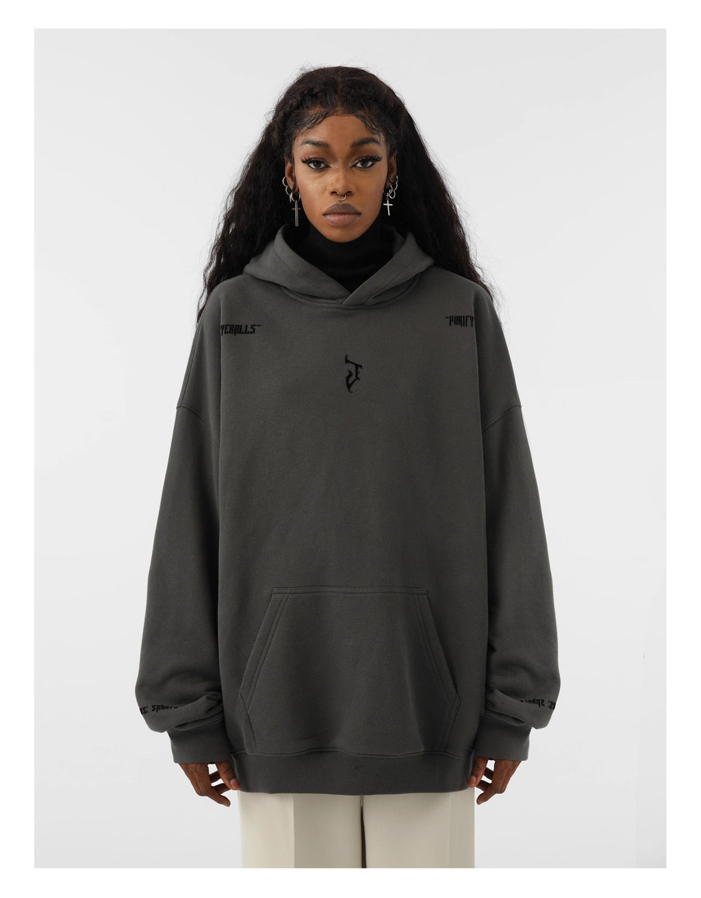 “J” Gothic Letter Hoodie – American High-Street Heavyweight Sweater