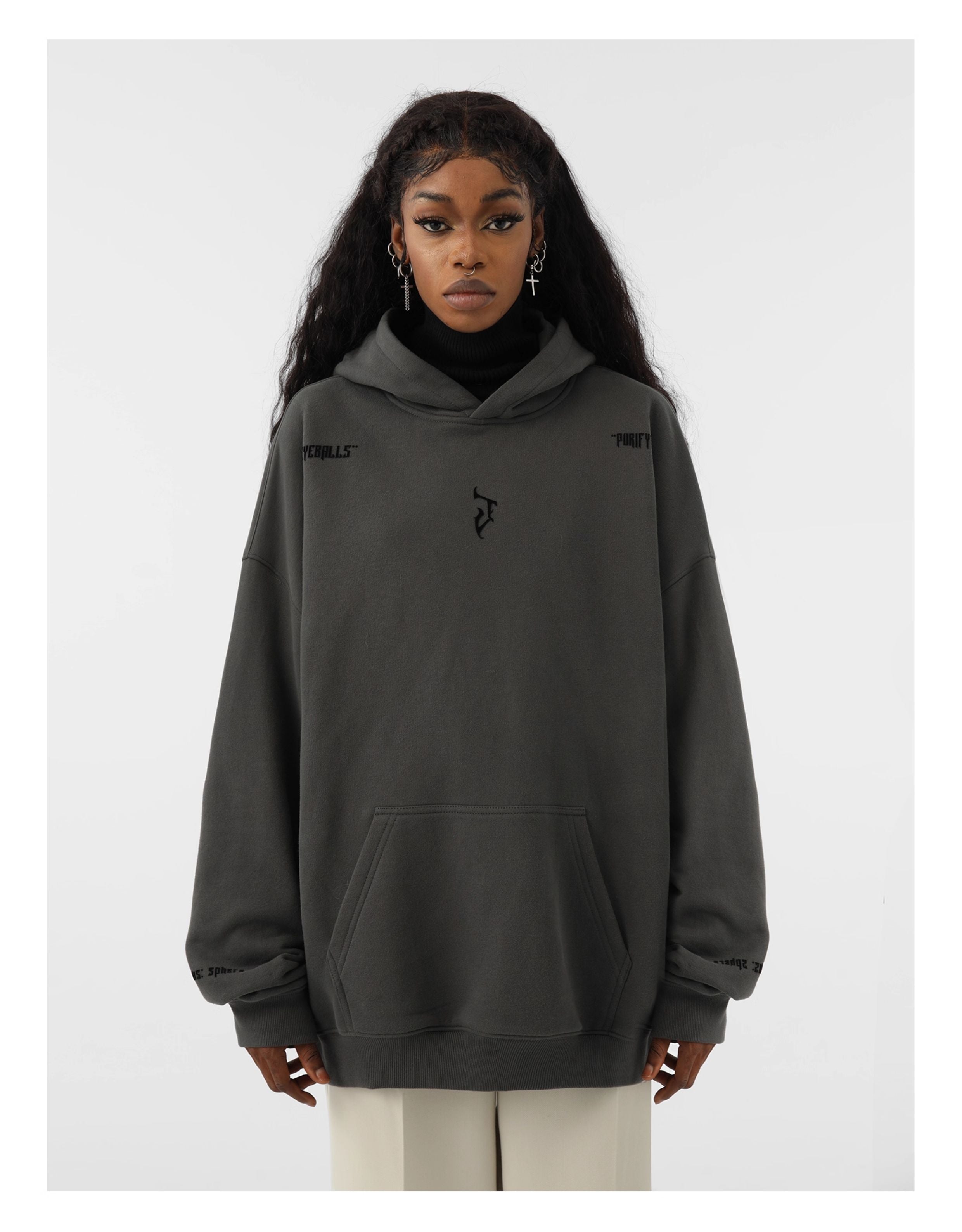 “J” Gothic Letter Hoodie – American High-Street Heavyweight Sweater