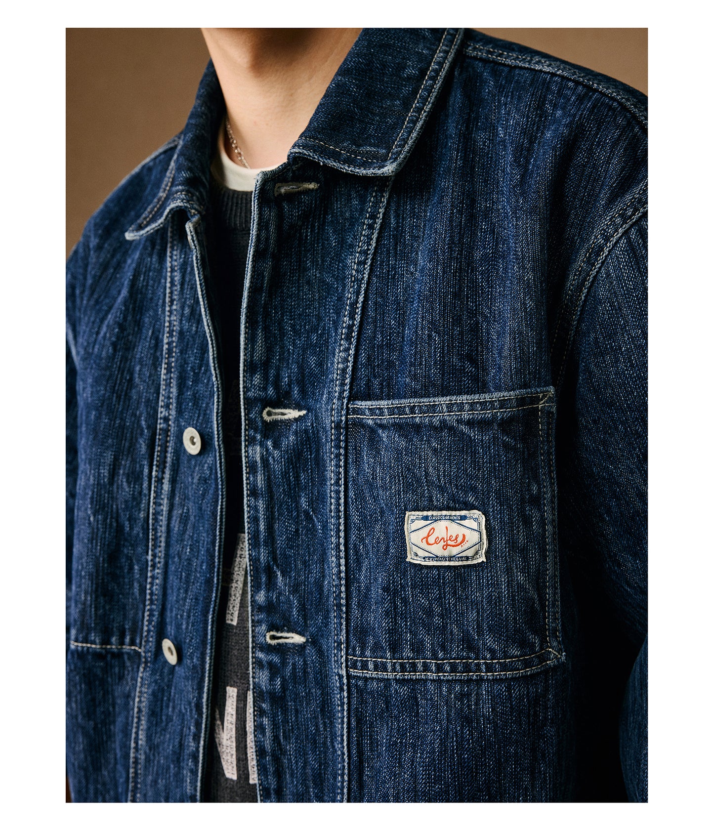 Heavyweight 15 oz Fermented-Wash Distressed Denim Jacket – Retro American Iron-Style (Unisex)