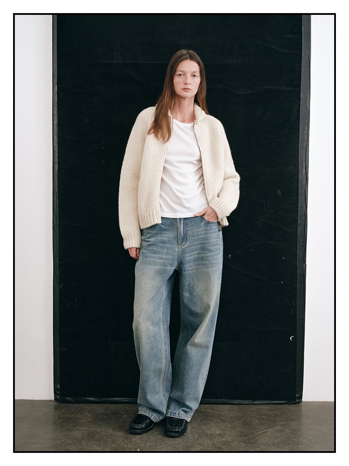 Shyshy Hand-Playing Knitting Needle-Sense Loom Retro Peter Pan Collar Four-Color 100% Wool Thick Stick Sweater Cardigan