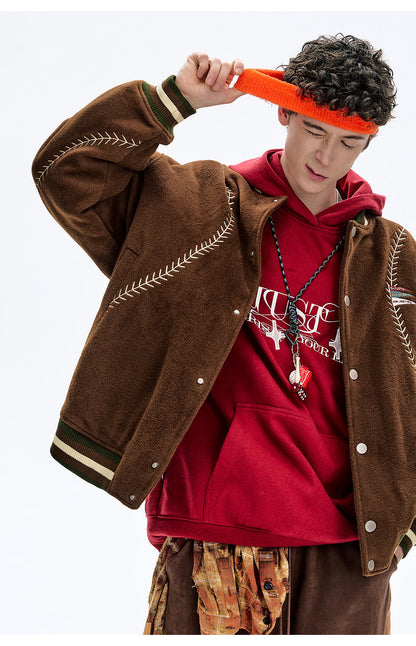 BJHG Quilted Baseball Jacket - American Style Color-Block Winter Coat (Unisex)