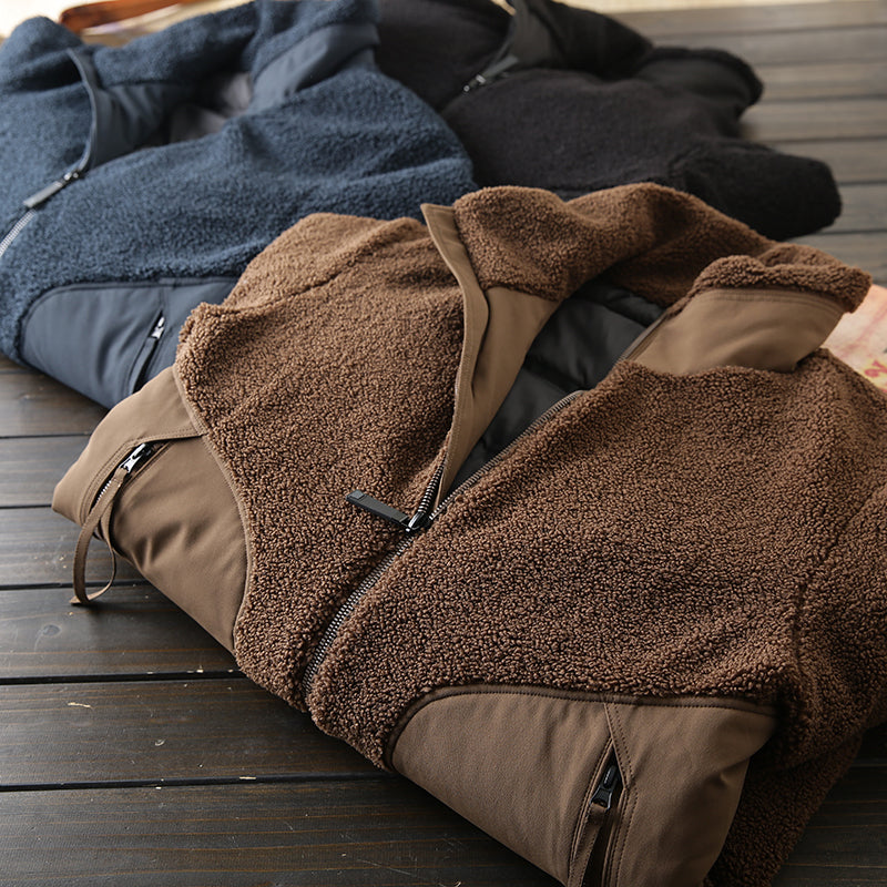 Men's Plus Size Stand Collar Down Jacket - Export Overstock Thickened Lamb Wool Particle Fleece Winter Coat