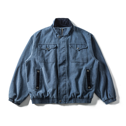 Japanese Workwear Multi-Pocket Stand Collar Jacket – Loose Oversized Men's Coat