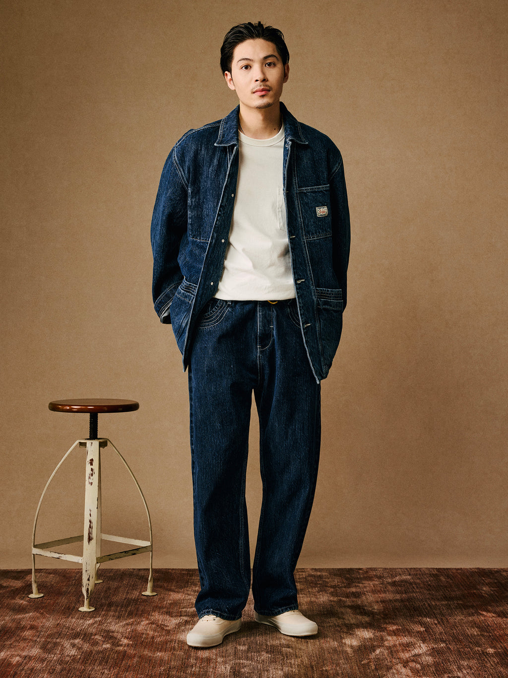 Heavyweight 15 oz Fermented-Wash Distressed Denim Jacket – Retro American Iron-Style (Unisex)