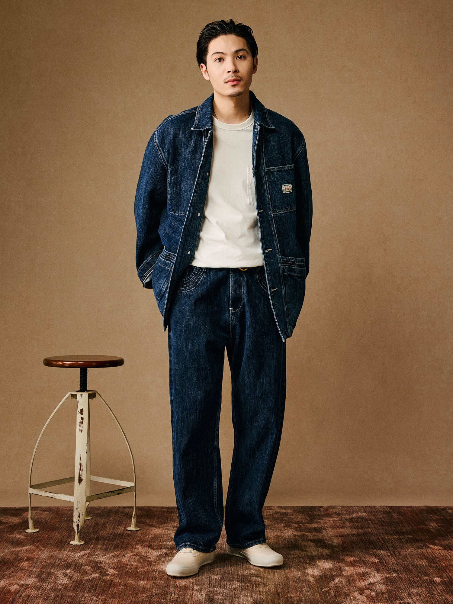 Heavyweight 15 oz Fermented-Wash Distressed Denim Jacket – Retro American Iron-Style (Unisex)