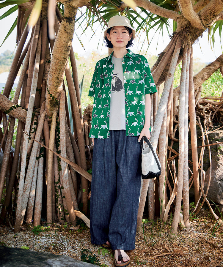 Cotton Japanese Lémur Catta Printed Shirt