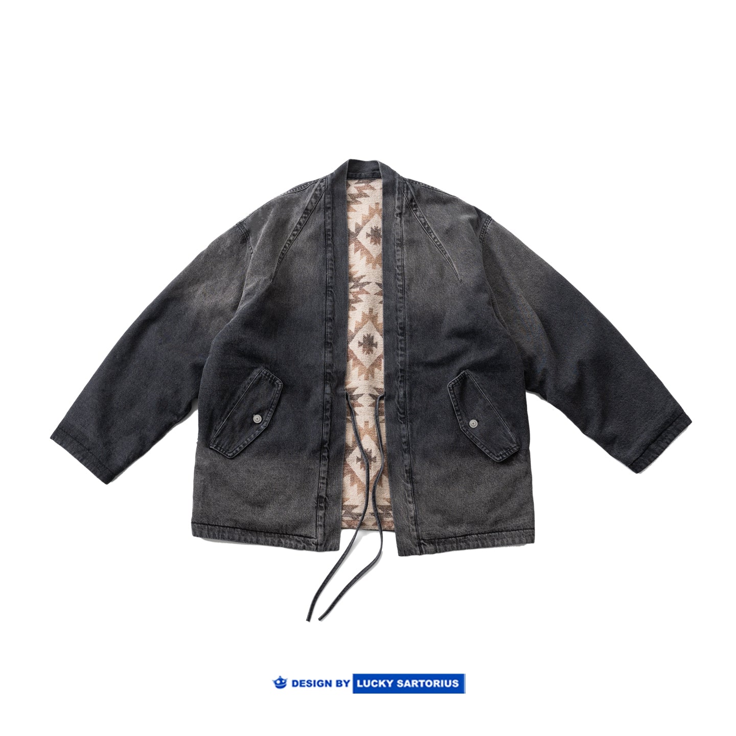 Vintage Ethnic-Style Reversible Denim Jacket – Japanese Retro Unisex Coat