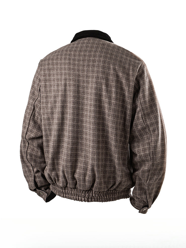 GPStudio American-Retro Patchwork Plaid Harrington Jacket – High-End Old-Money Streetwear