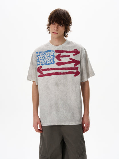 American Retro Dirty Short Sleeve T-Shirt for Men Ins Trendy Brand Fashion Cool Niche Top Couple Tee