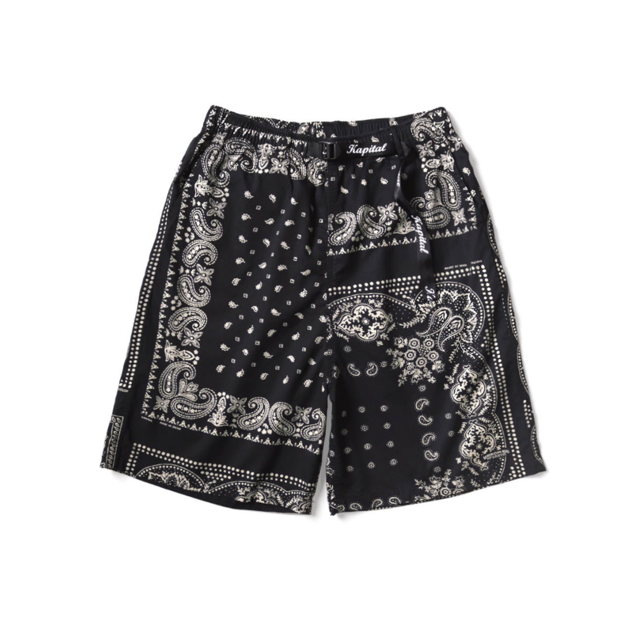 Japanese Style Casual Paisley Print Adjustable Elastic Loose Shorts