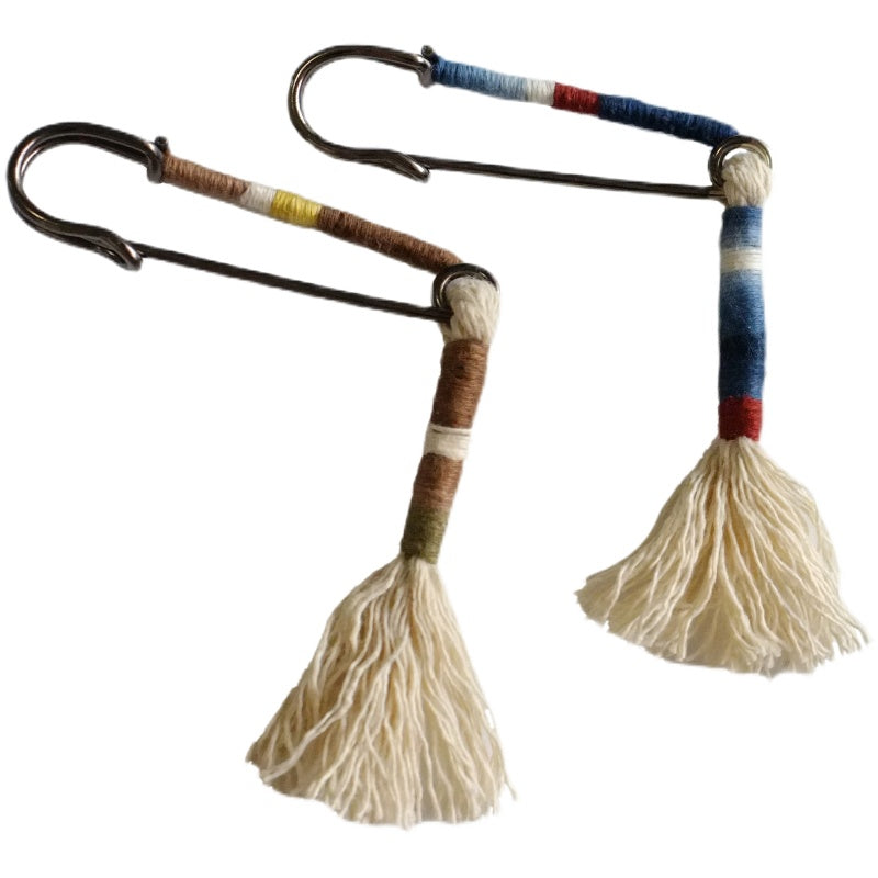 Original Design Brooch Blue Dyed Yarrow Dyed Intangible Cultural Heritage Retro Handmade Pure Cotton Brooch Plant Dyeing