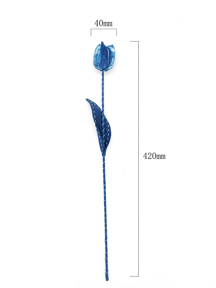 Tie-Dye Creative Gift Tulip Handmade DIY Fabric Artificial Flower Blue-Dye Environmental Creative Home Decor Homestay Soft Decoration Ornament