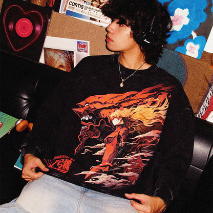 Evangelion Asuka Unit-02 Sweatshirt - Washed Vintage Cotton Crewneck (Unisex)