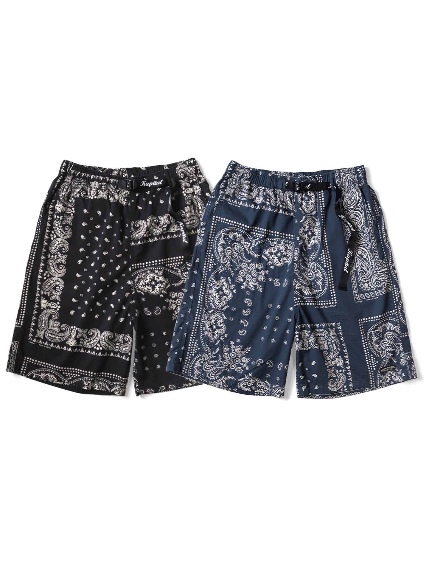 Japanese Style Casual Paisley Print Adjustable Elastic Loose Shorts