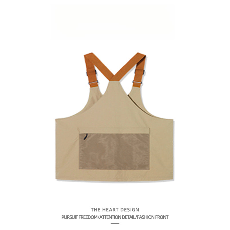 Unisex Convertible Workwear Vest – Textured Woven Multifunctional Top & Single Shoulder Bag – High Street Trendy Brand