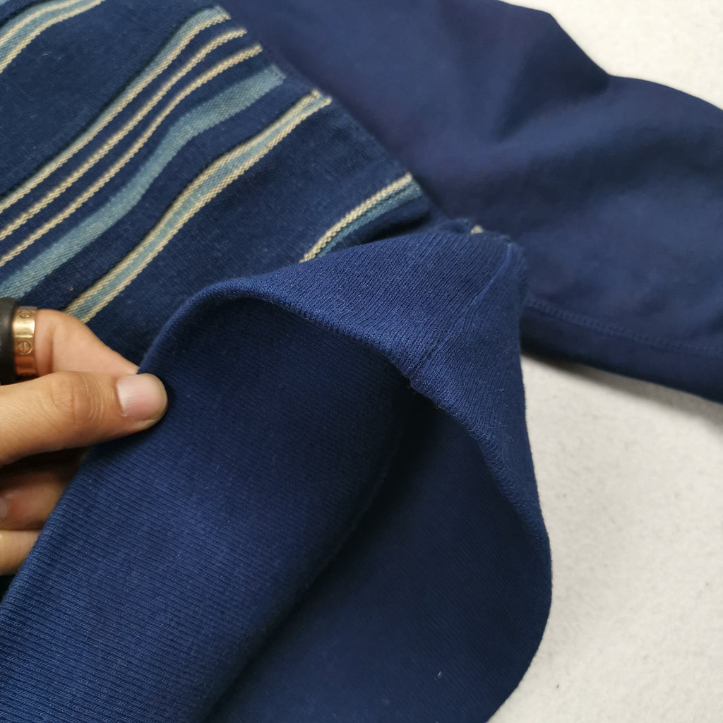 blue-dyed vegetation KOFU ancient cloth national flag splicing long velvet cotton sweater thickening Japanese tide