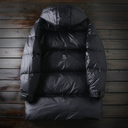 High-Fill 90% Goose-Down Mid-Length Puffer Jacket – Hooded & Cold-Resistant (Plus Sizes Available)