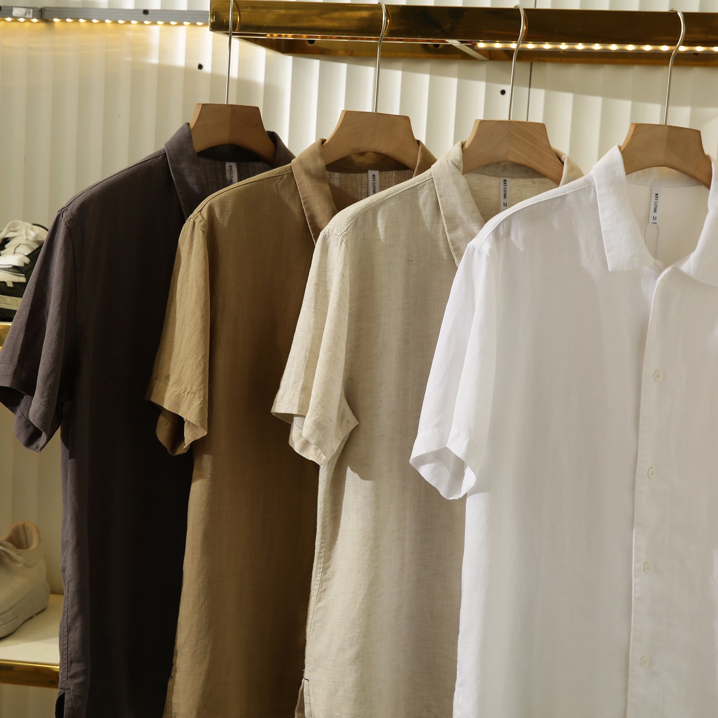 Cool Antibacterial Linen/Lyocell Men's Summer Turn-down Collar Loose Casual Short Sleeve Shirt Top