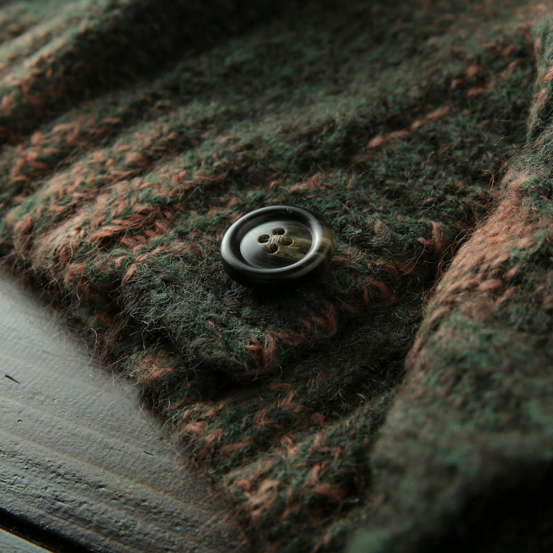 Italian-Order Mohair Wool Cardigan – Heavy Knit Autumn/Winter Coat (Unisex)