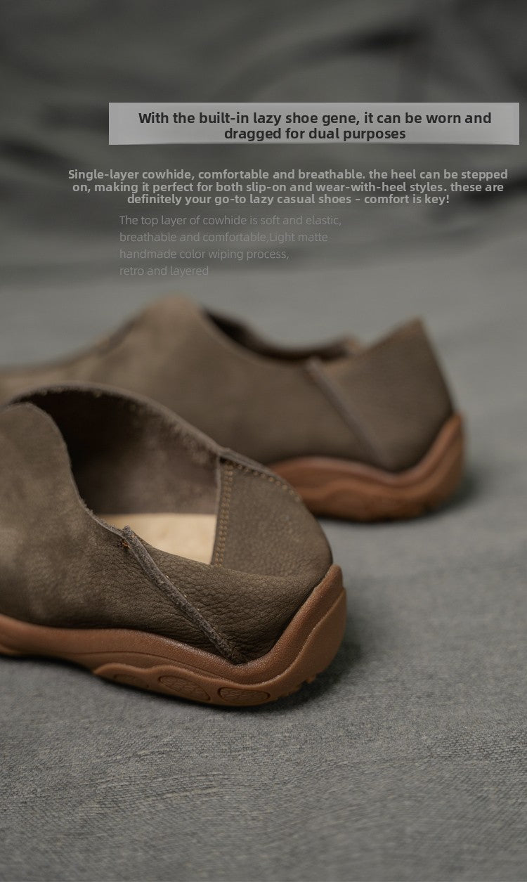 Genuine Leather Slip-On Casual Shoes for Men – Breathable Soft Sole, Lazy-Loafer Comfort