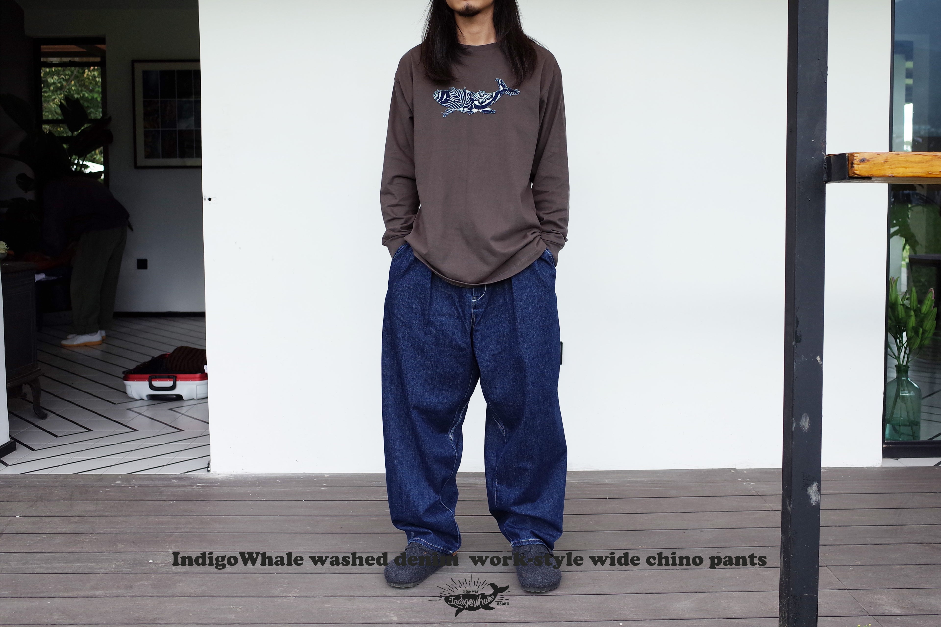 IndigoWhale High-Rise Button-Washed Denim Chino Jeans – Loose Straight Chino Style