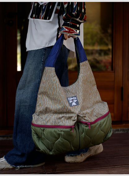Original 2025 Spring New Retro Patchwork Design Single Shoulder Handbag Large Capacity Commuter Bag
