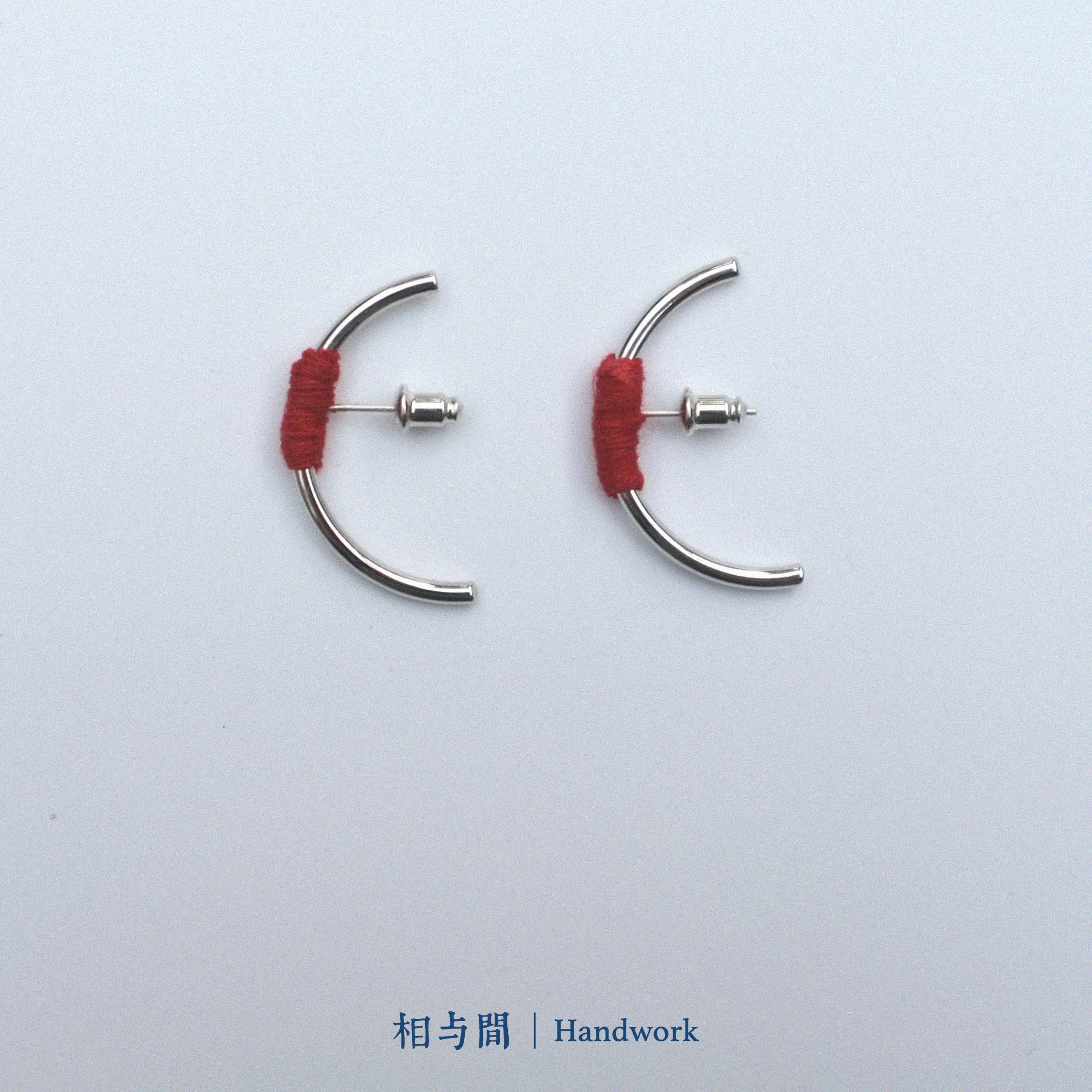 Original New Year Red Plant-Dyed Earrings Handmade Geometric Niche Personality Ear Jewelry 925 Silver Ear Studs