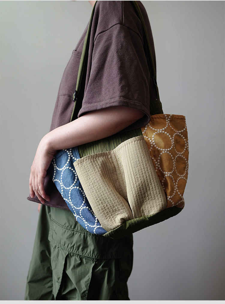 Original Patchwork Large Capacity Crossbody Bag Retro New Chinese Style Embroidered Tote Bag for Women