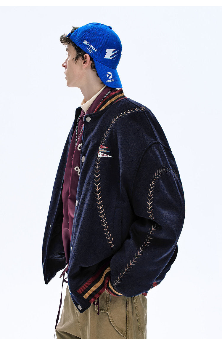 BJHG Quilted Baseball Jacket - American Style Color-Block Winter Coat (Unisex)