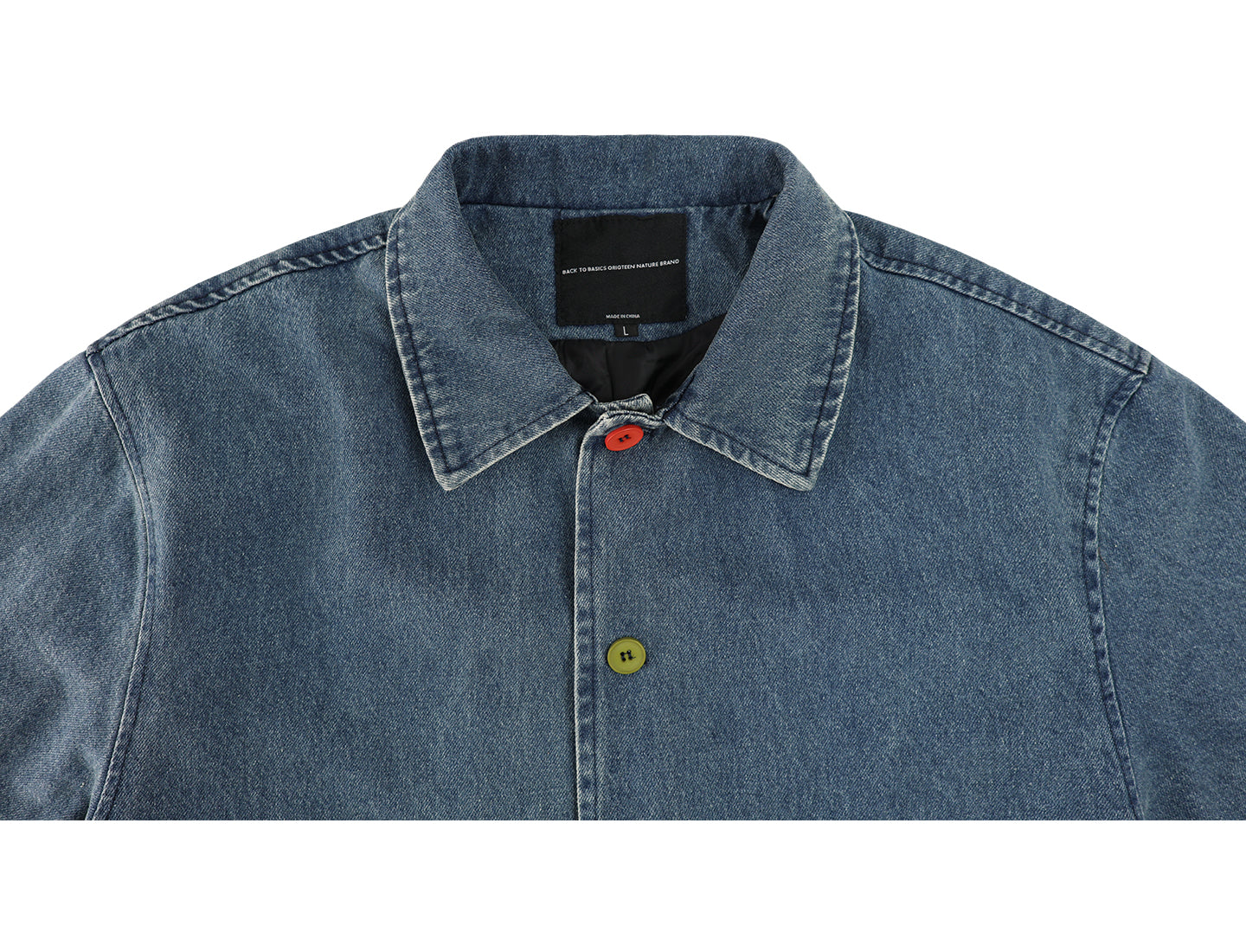 NOLO Edge Retro “Color-Button” Loose Denim Jacket – Washed Casual Workwear
