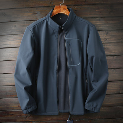 Men's Plus Size European American Style Soft Shell Jacket - Autumn Winter Windproof Waterproof Fleece Coat