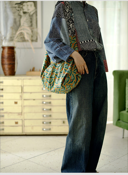 Original Spring Summer New Print Large Capacity Retro Shoulder Bag Fashion Crossbody Lightweight Tote Bag