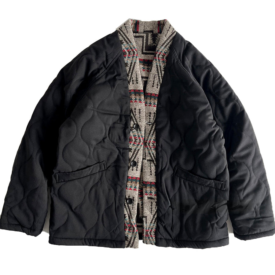 Men's Japanese Style Improved Taoist Robe - Autumn Winter Retro Patchwork Collarless Cotton Jacket