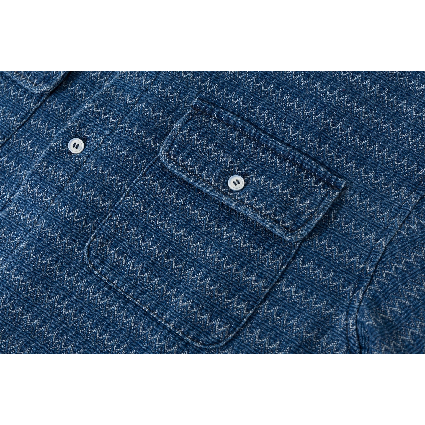 Japanese Ethnic Jacquard Denim Shirt Jacket – Loose & Cozy for Autumn/Winter