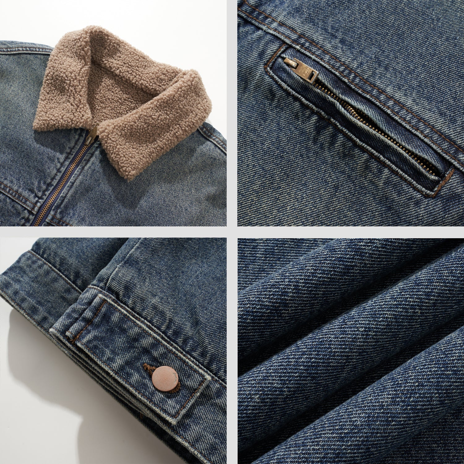 High Street Retro Washed Lamb Wool Denim Jacket – Thickened Warm Winter Cotton Coat for Men