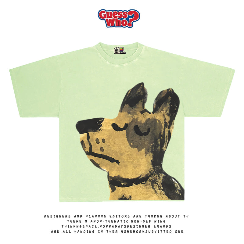 All Nature “Artist Cat” Hand-Painted Graphic Tee – Summer Short-Sleeve Fun Illustration