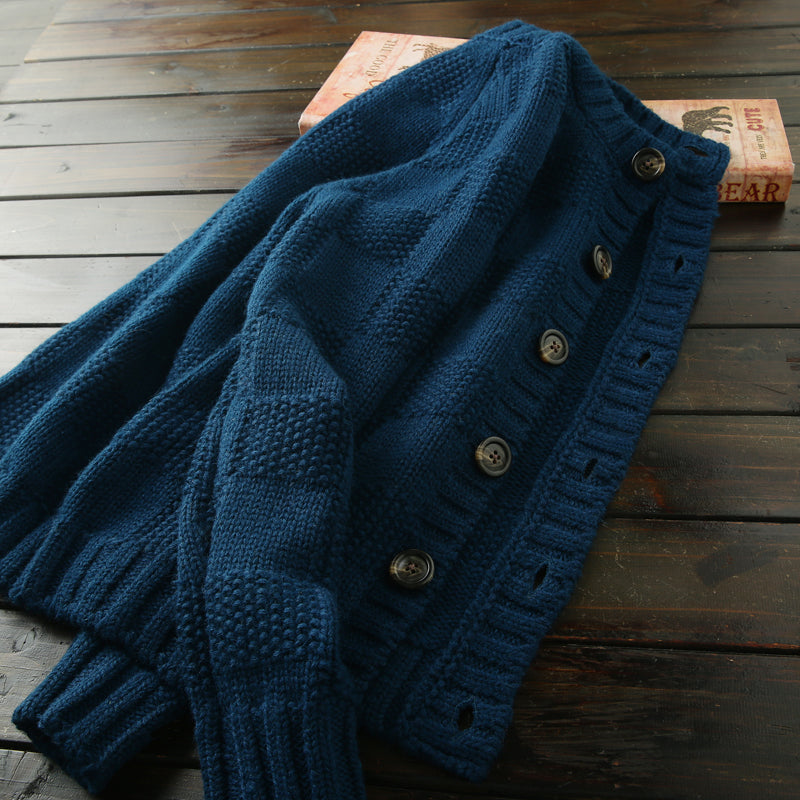 Men's High-End Italian Order Heavyweight Wool Cardigan - Autumn Winter Thickened Round Neck Knitted Sweater Jacket