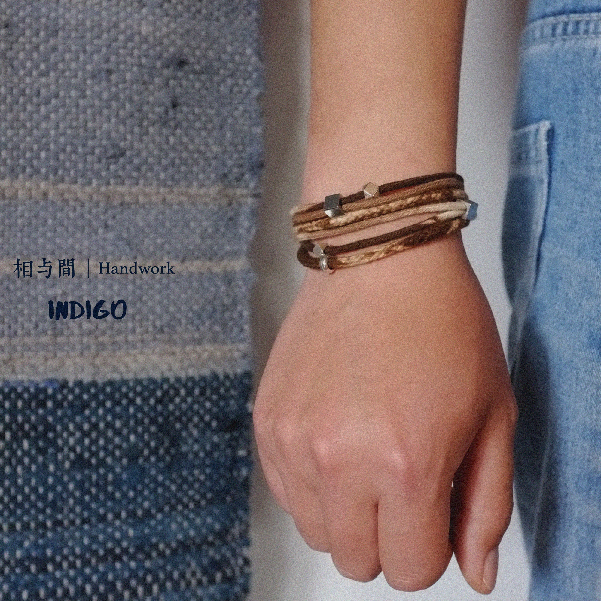 Original Design Multi-Layer Plant Dyed Cotton and Linen Handmade Bracelet 925 Silver Niche Tie-Dye Couple Bracelets