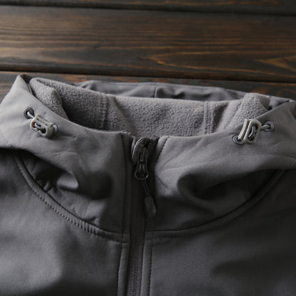 Men's Premium Fleece Thermal Soft Shell Jacket - Autumn Windproof Waterproof Thickened Hooded Coat