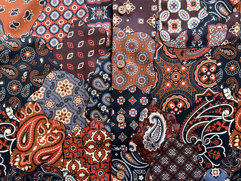 Ukiyo-E Patchwork Style Loose Drape Hawaiian Cuban Collar Printed Aloha Shirt Short Sleeve Shirt