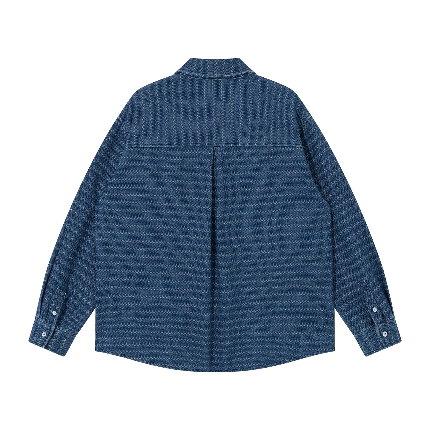 Japanese Ethnic Jacquard Denim Shirt Jacket – Loose & Cozy for Autumn/Winter