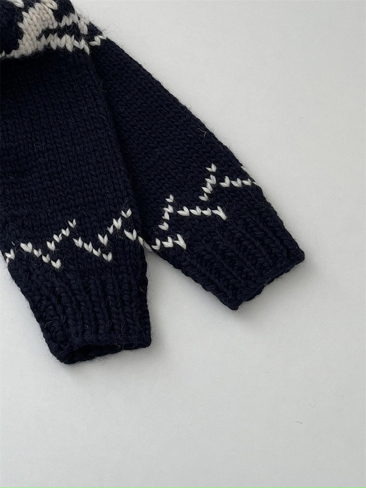 Handmade Wool Zipper Knit Sweater Coat